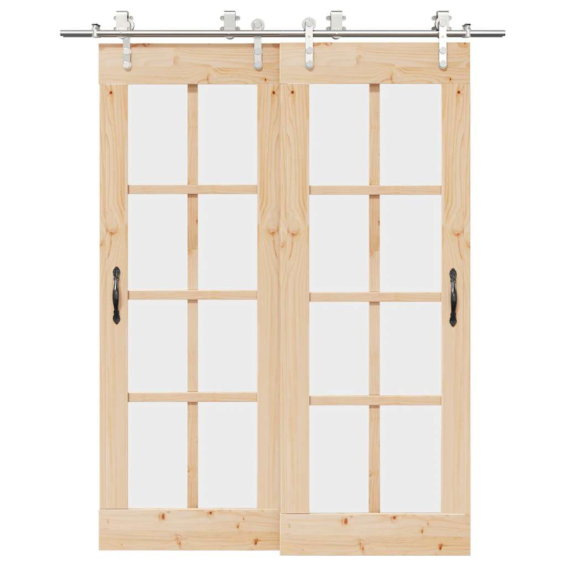 Schiebetür-Beschlagsatz 183 cm Edelstahl Silbern