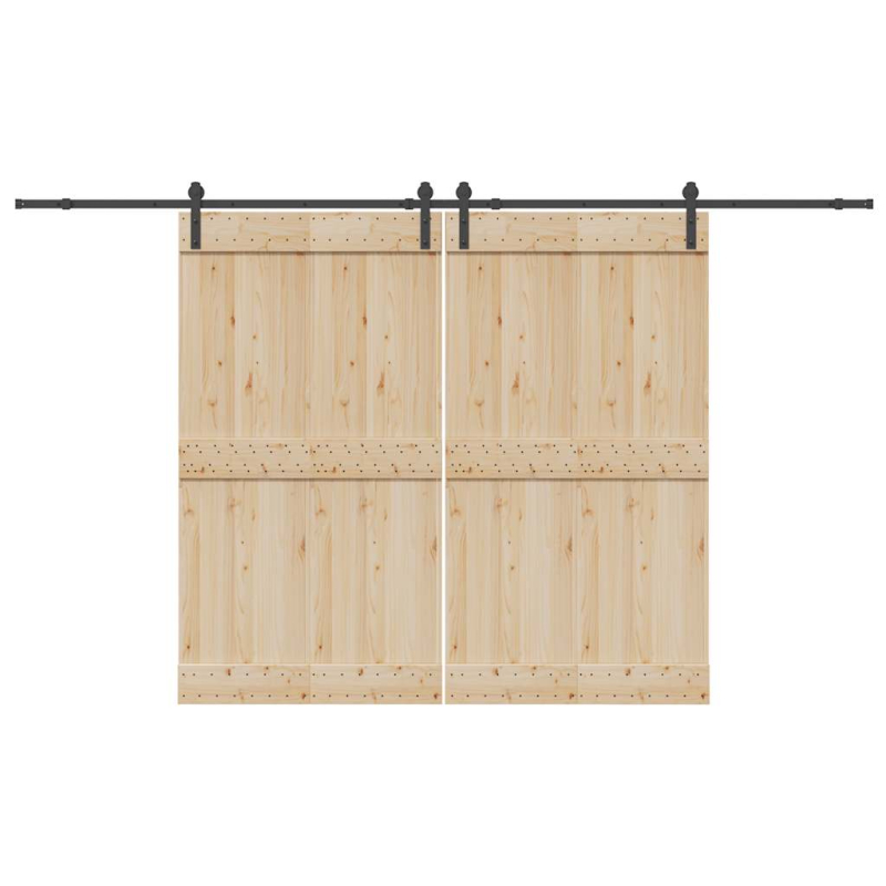 Schiebetürbeschlag-Set 366 cm Stahl Schwarz