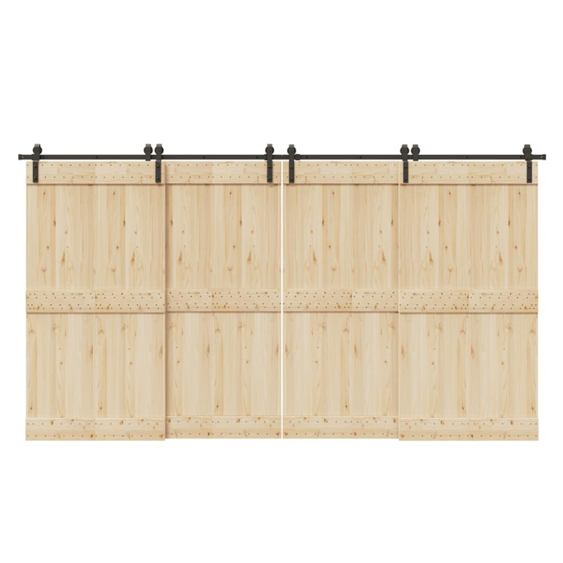 Schiebetürbeschlag-Set 400 cm Stahl Schwarz