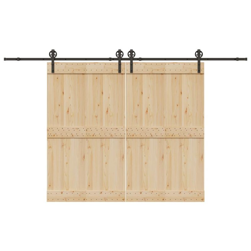 Schiebetürbeschlag-Set 366 cm Stahl Schwarz