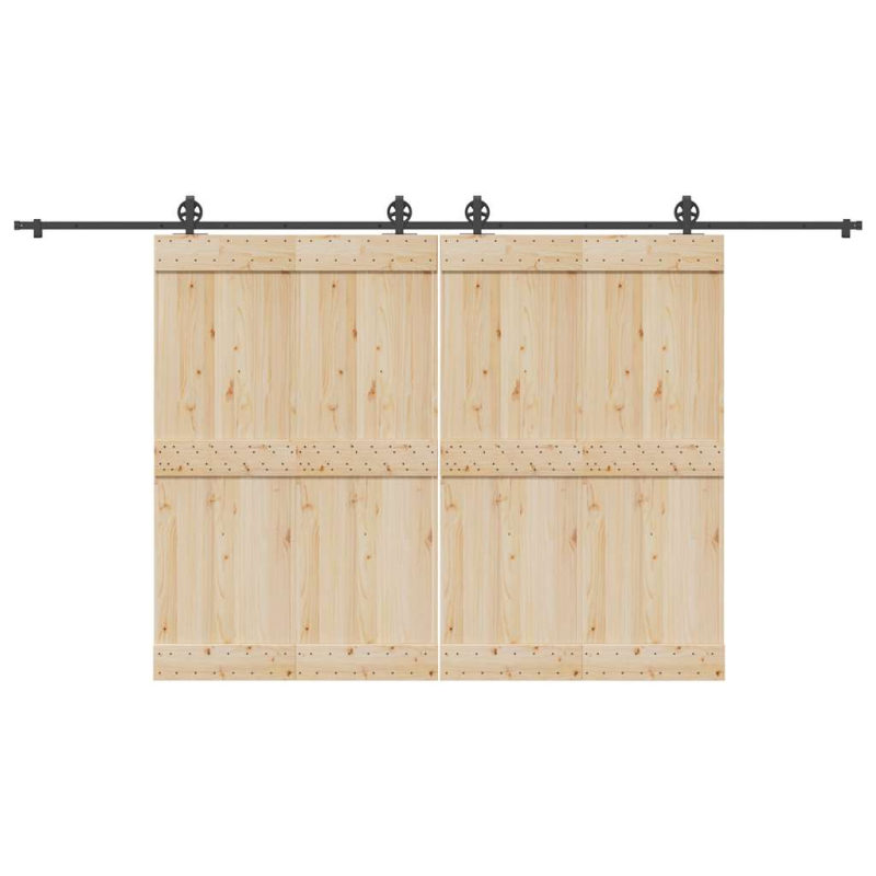 Schiebetürbeschlag-Set 400 cm Stahl Schwarz