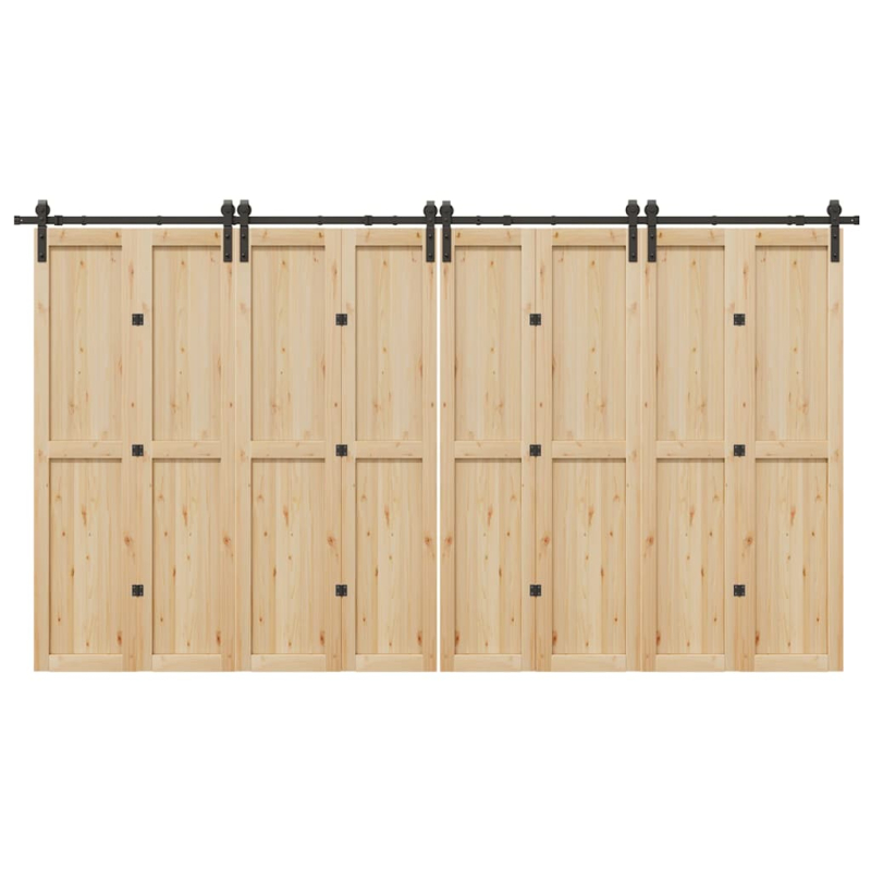 Schiebetürbeschlag-Set 400 cm Stahl Schwarz