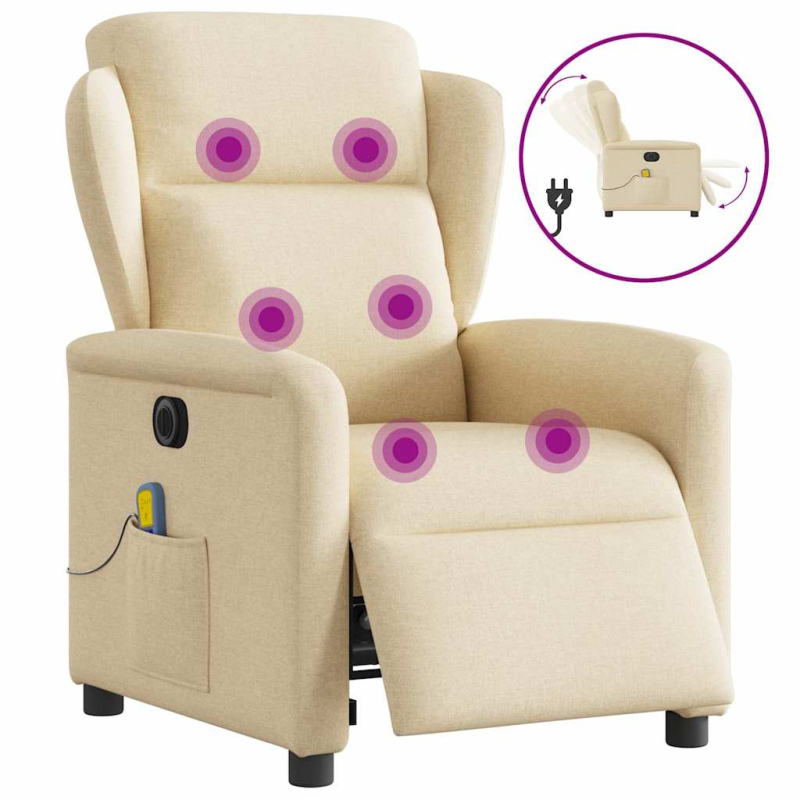 Massagesessel Elektrisch Creme Stoff