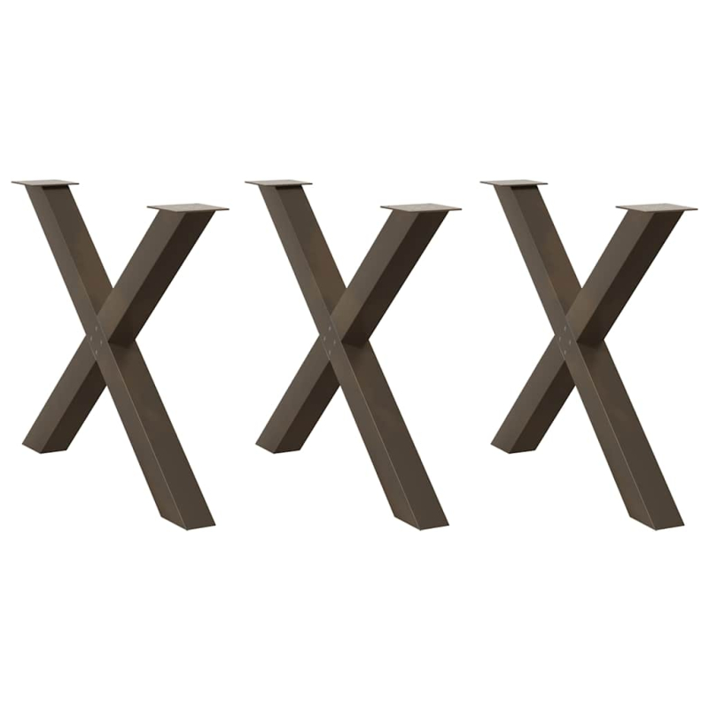 Esstischbeine X-Form 3 Stk. Naturstahl 90x(72-73) cm Stahl