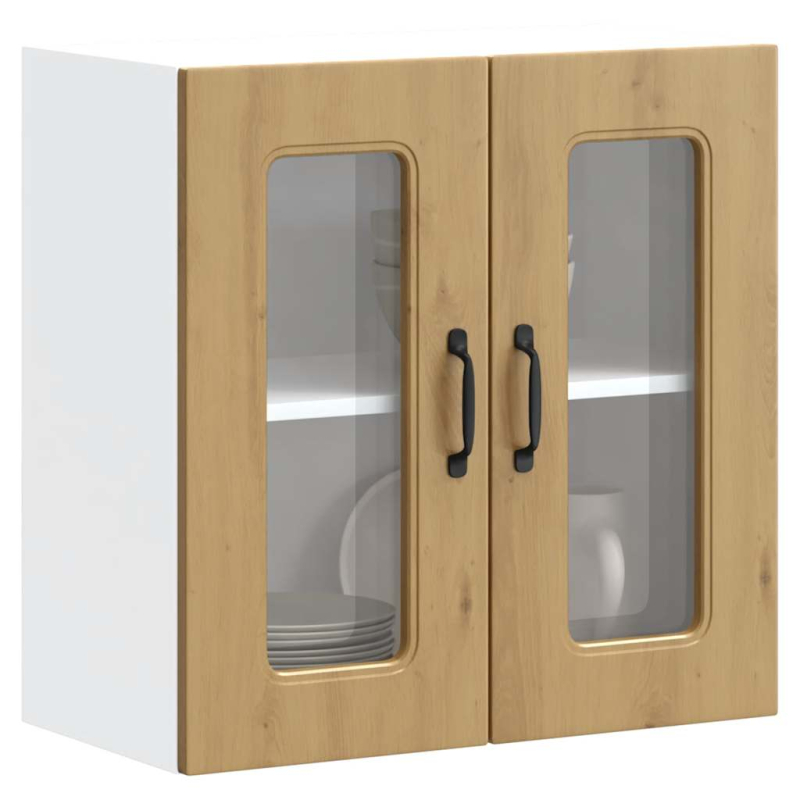 Küchen-Hängeschrank mit Glastür Kalmar Artisan-Eiche Holzwerkstoff