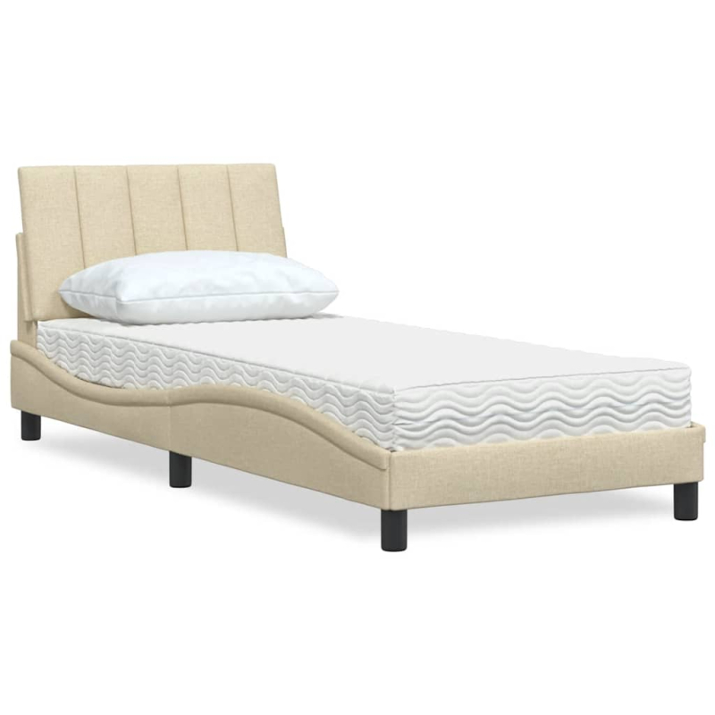 Bett mit Matratze Creme 80x200 cm Stoff