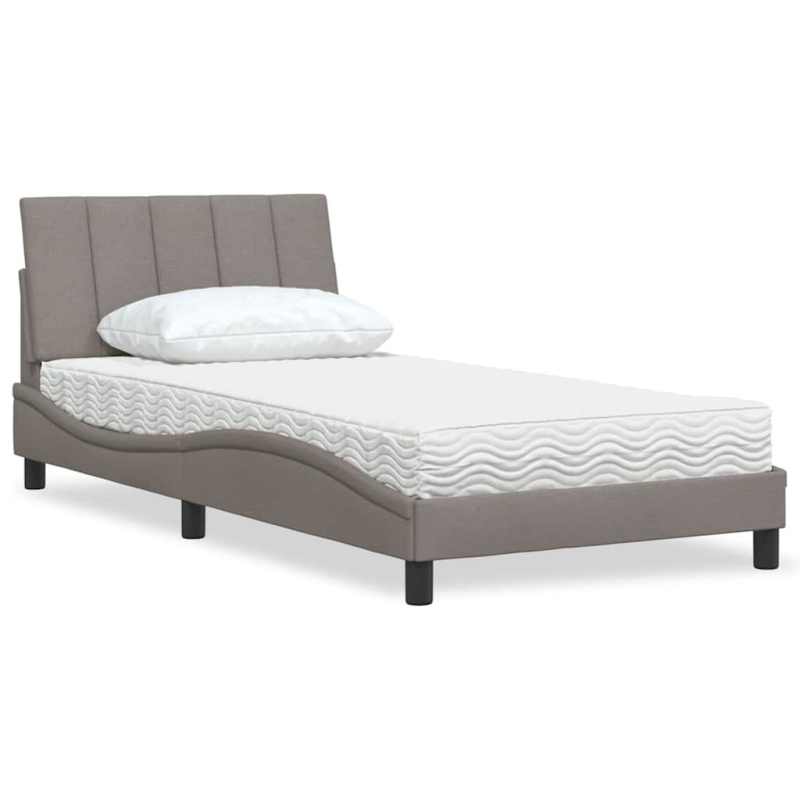 Bett mit Matratze Taupe 100x200 cm Stoff