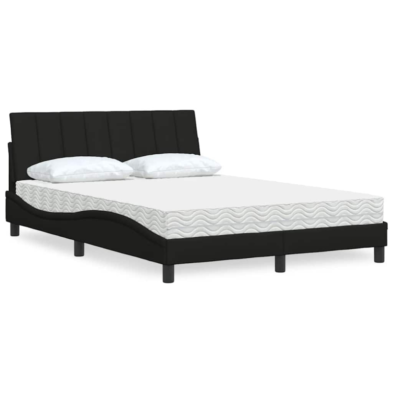 Bett mit Matratze Schwarz 140x190 cm Stoff