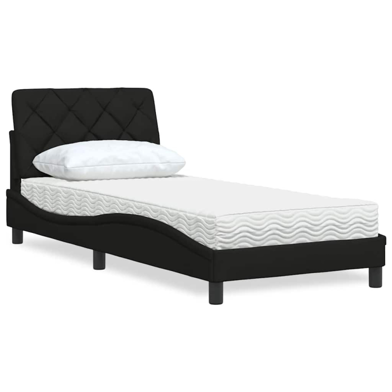 Bett mit Matratze Schwarz 90x190 cm Stoff