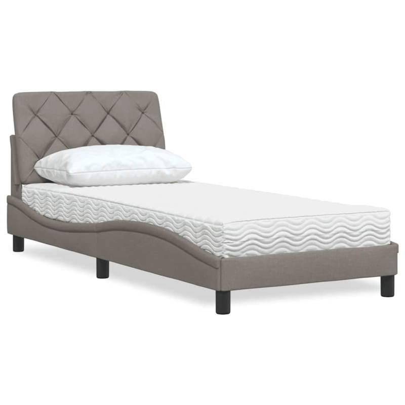 Bett mit Matratze Taupe 90x200 cm Stoff