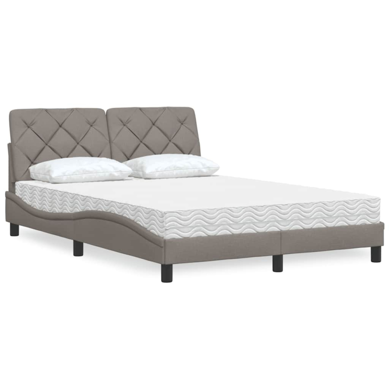 Bett mit Matratze Taupe 140x190 cm Stoff