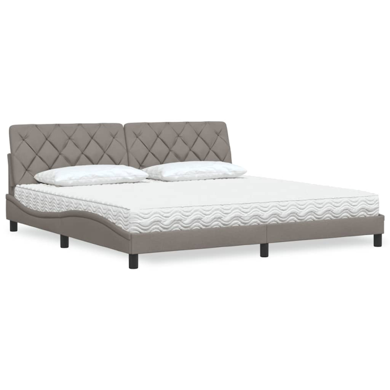 Bett mit Matratze Taupe 200x200 cm Stoff