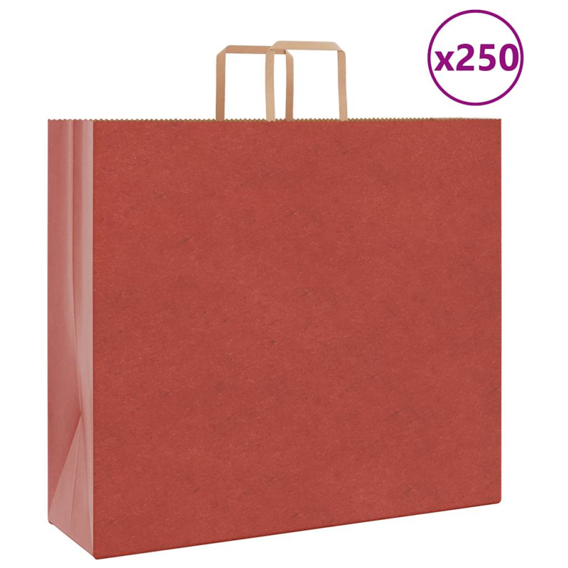 Papiertragetaschen 250 Stk. mit Henkeln Rot 54x15x49 cm