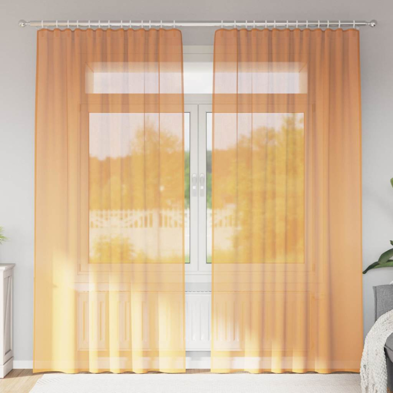 Voile Vorhänge mit Schlaufen 2 Stk. Orange 140x245 cm