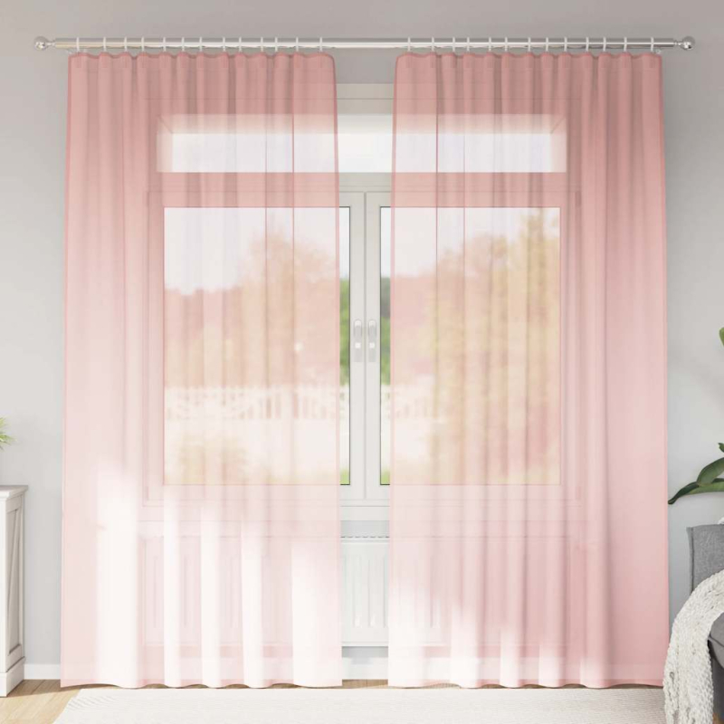 Voile Vorhänge mit Schlaufen 2 Stk. Rosa 140x245 cm