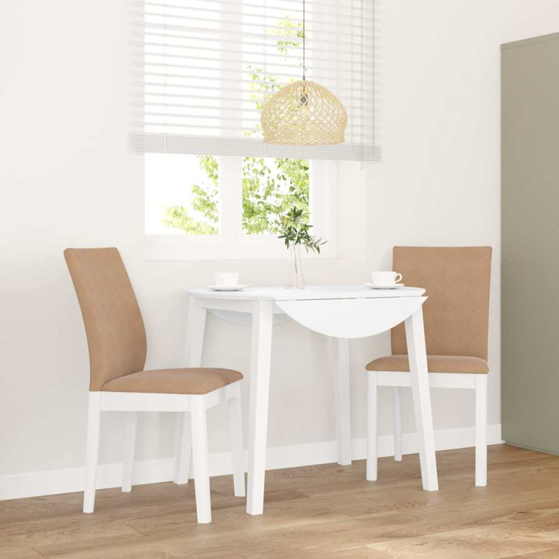 Esszimmerstühle mit Kissen 2 Stk. Weiß Massivholz Gummibaum