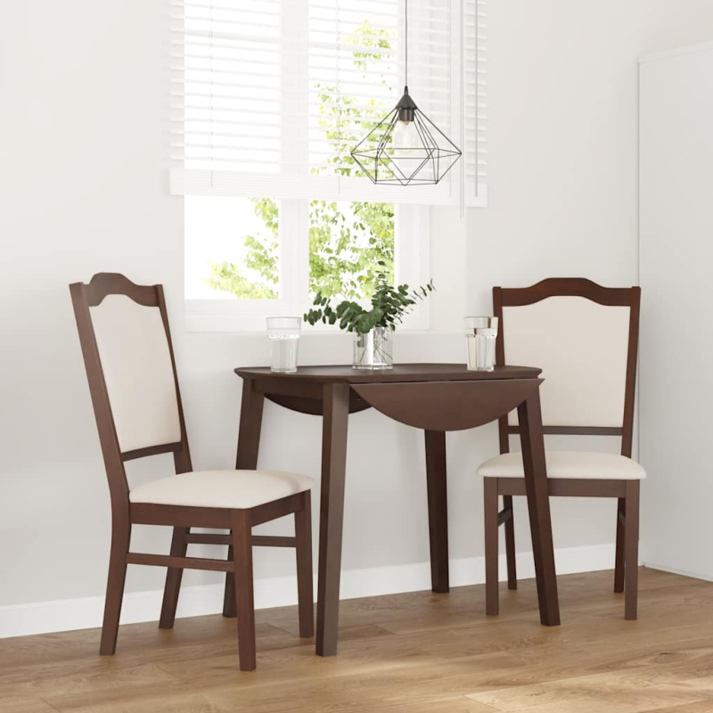 Esszimmerstühle mit Kissen 2 Stk. Braun Massivholz Gummibaum