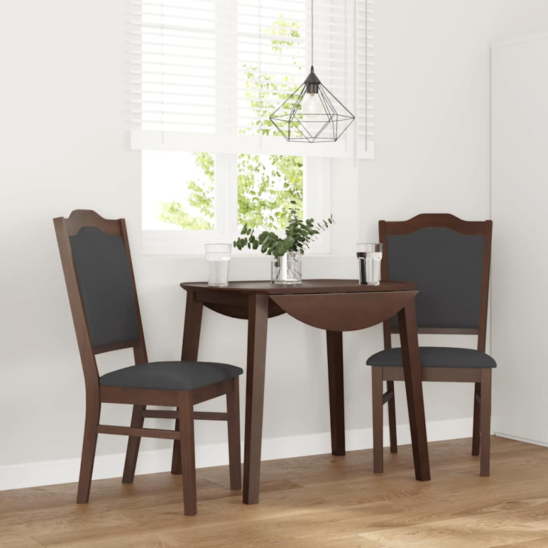 Esszimmerstühle mit Kissen 2 Stk. Braun Massivholz Gummibaum