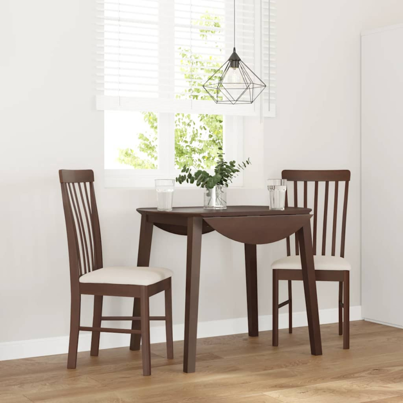 Esszimmerstühle mit Kissen 2 Stk. Braun Massivholz Gummibaum