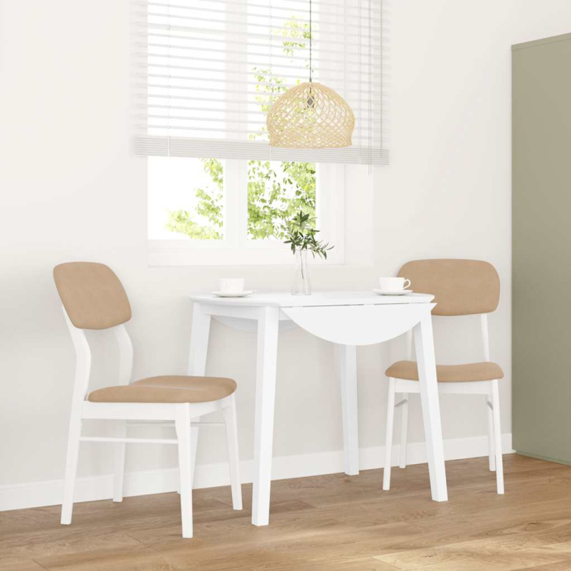 Esszimmerstühle mit Kissen 2 Stk. Weiß Massivholz Gummibaum