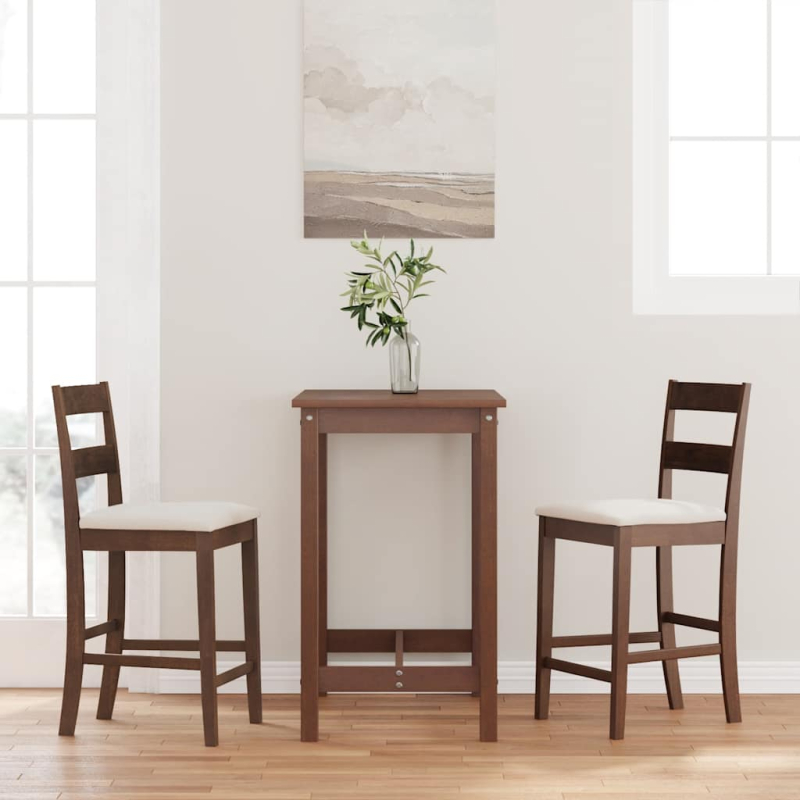 Barhocker mit Kissen 2 Stk. Braun Massivholz Gummibaum
