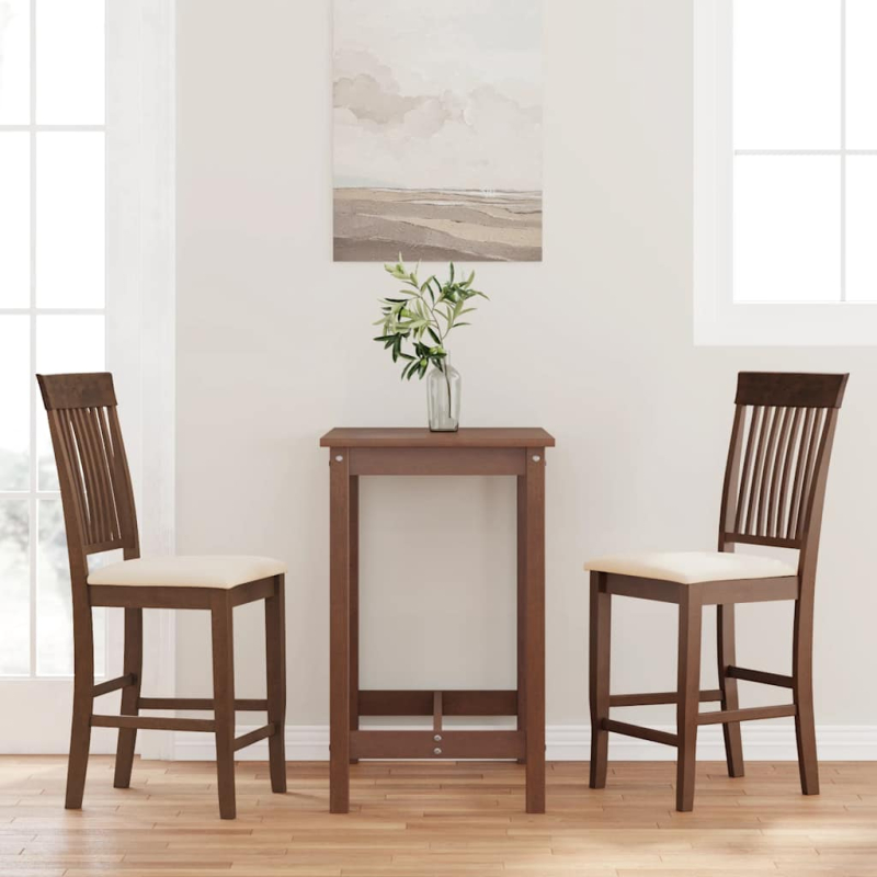 Barhocker mit Kissen 2 Stk. Braun Massivholz Gummibaum