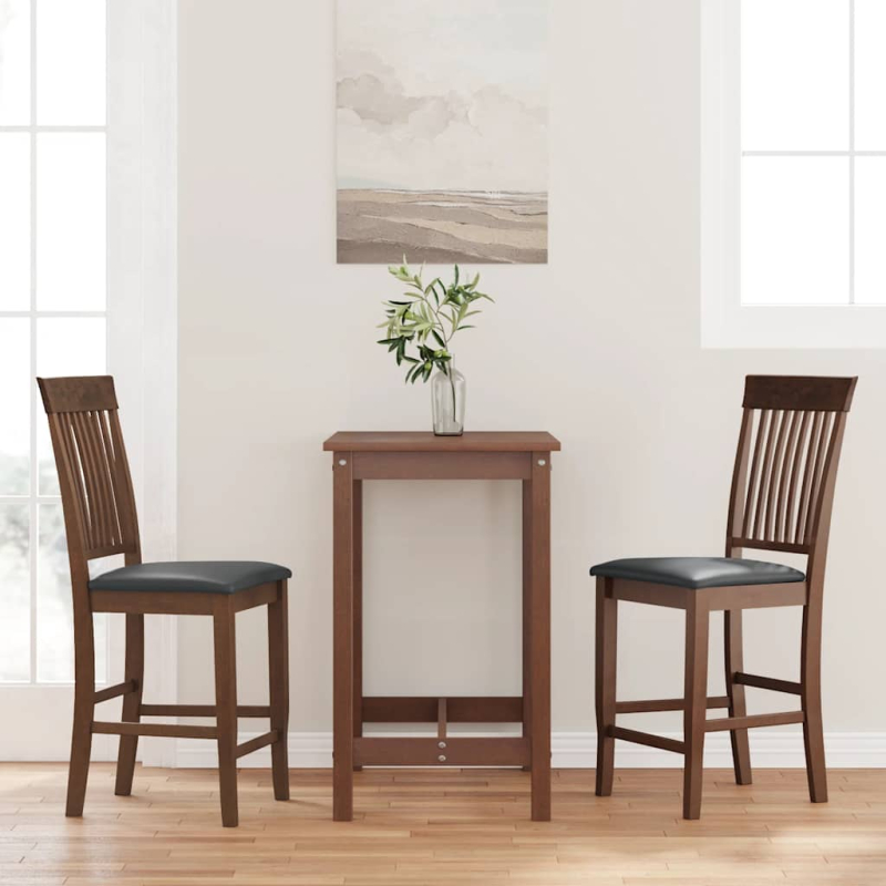 Barhocker mit Kissen 2 Stk. Braun Massivholz Gummibaum