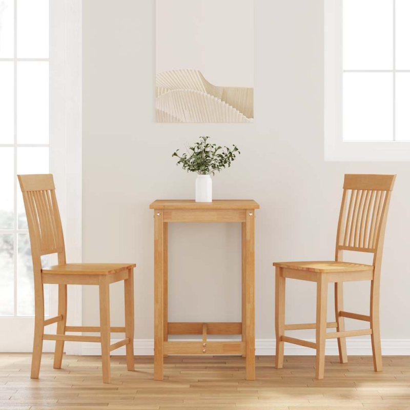 Barhocker 2 Stk. Natur Massivholz Gummibaum