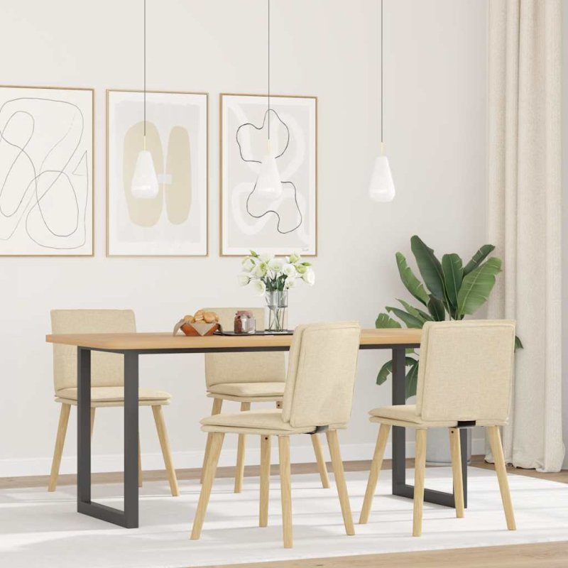 Esszimmerstühle 4 Stk. Creme Stoff