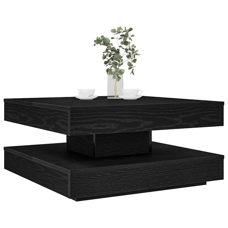 Couchtisch 360-Grad Drehbar Schwarz 70x70x34,5 cm