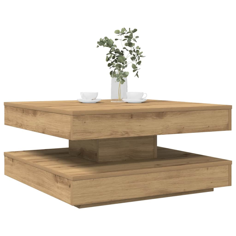 Couchtisch 360-Grad Drehbar Artisan-Eiche 70x70x34,5 cm