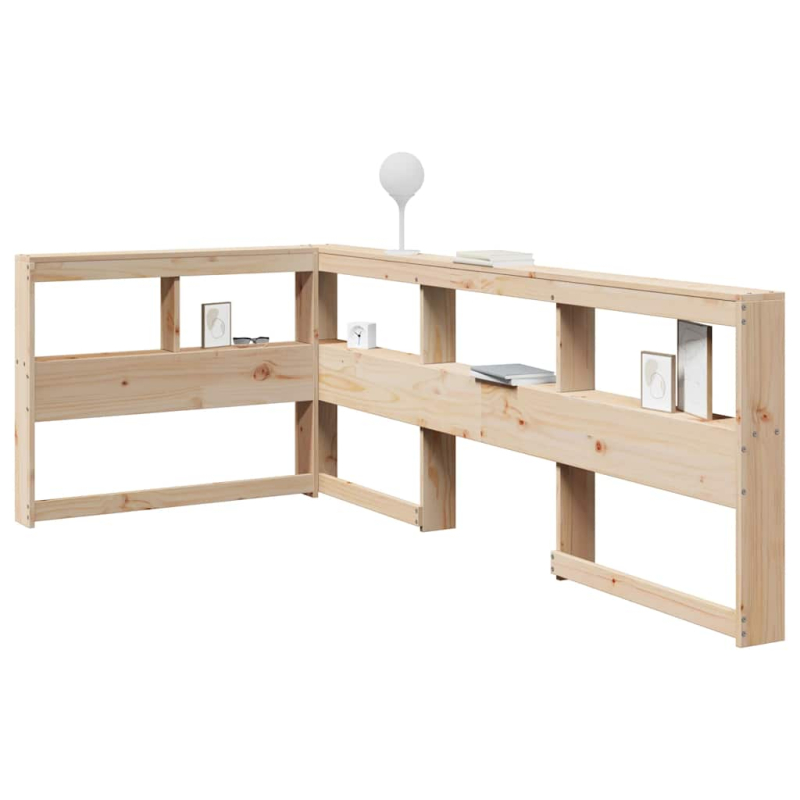 Kopfteil mit Bücherregal L-Form 80 cm Massivholz Kiefer