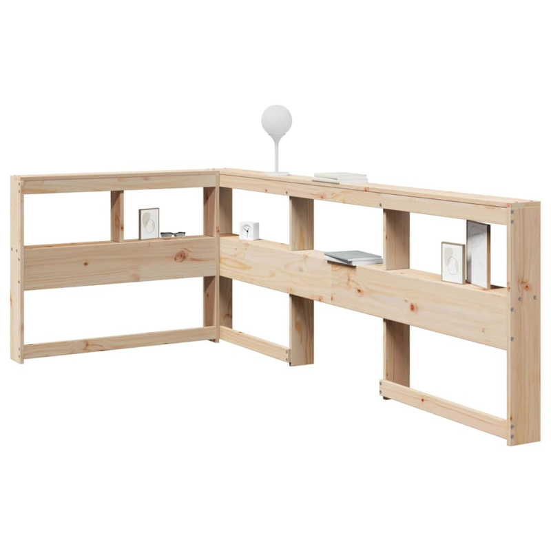 Kopfteil mit Bücherregal L-Form 75 cm Massivholz Kiefer