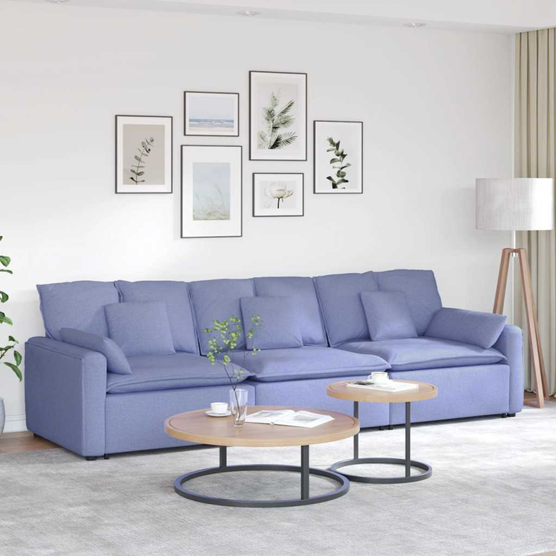 Modulares Sofa mit Kissen Jeansblau