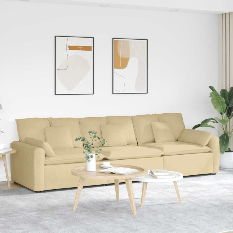 Modulares Sofa mit Kissen Hellgrün Grau