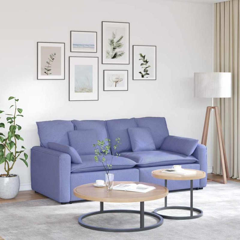 Modulares Sofa mit Kissen Jeansblau