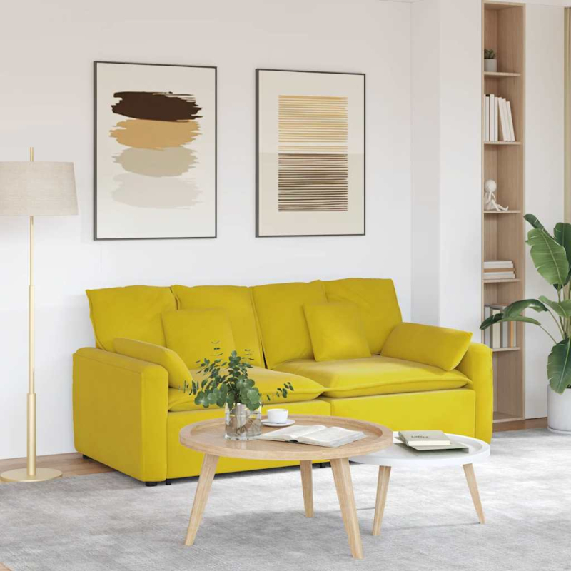 Modulares Sofa mit Kissen Gelb