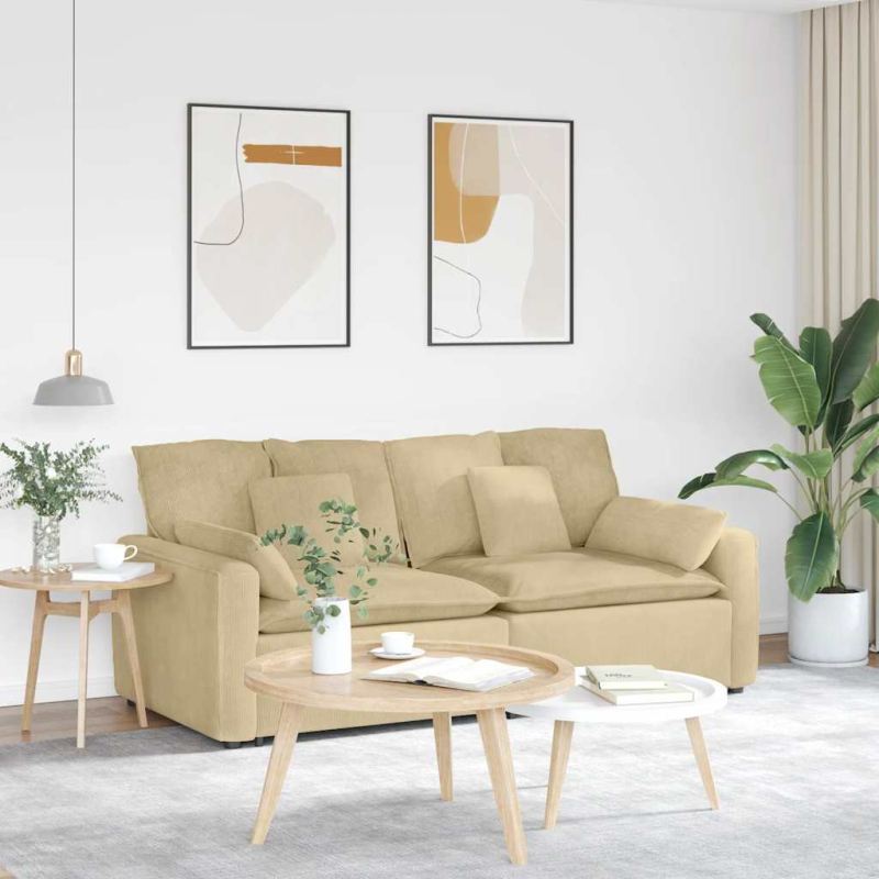 Modulares Sofa mit Kissen Hellgrün Grau