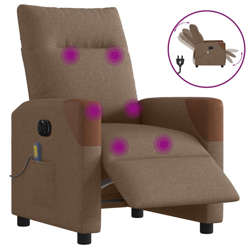 Massagesessel Elektrisch Braun Stoff