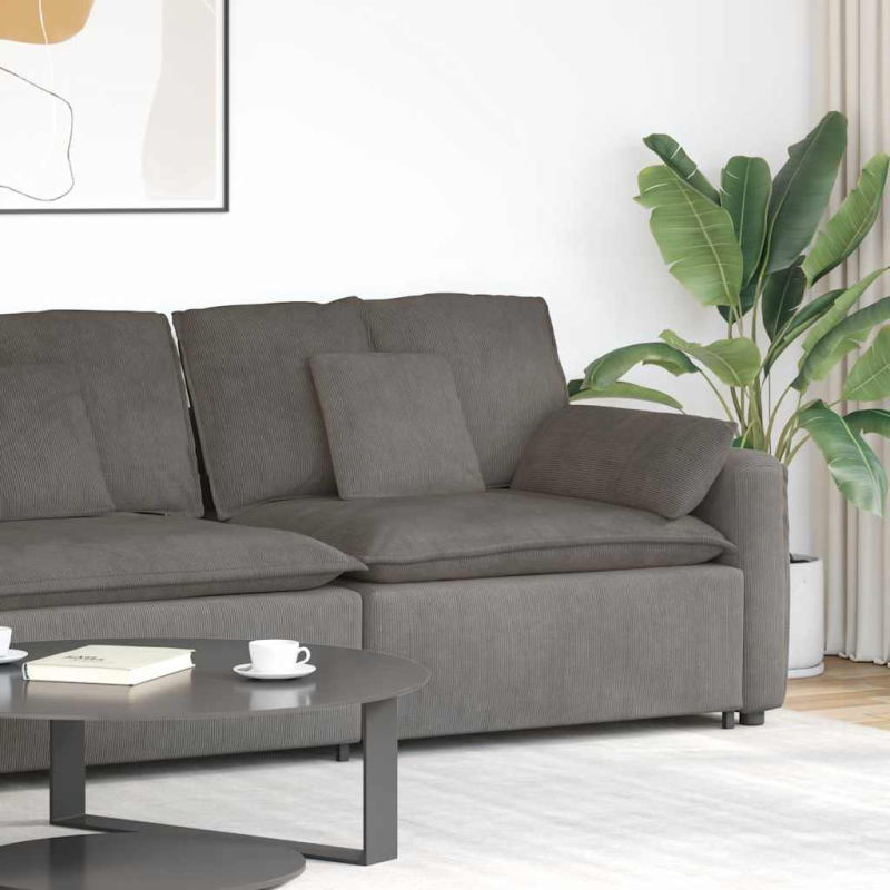 Modulares Sofa Endmodul mit Armlehne Kissen Hellgrau 100 cm