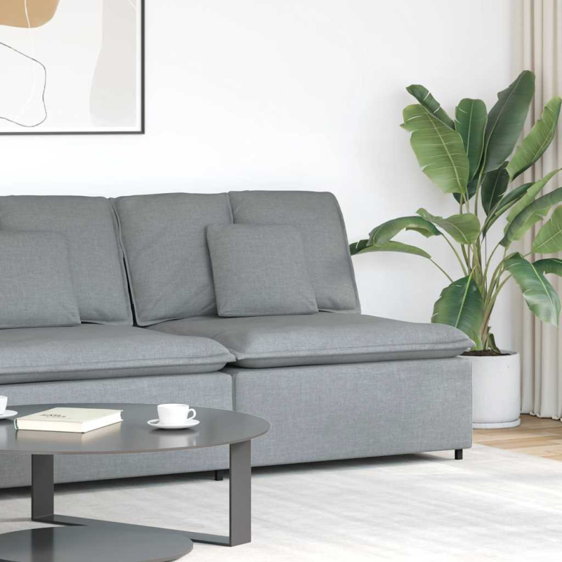 Modulares Sofa Mittelmodul mit Kissen Hellgrau 100 cm