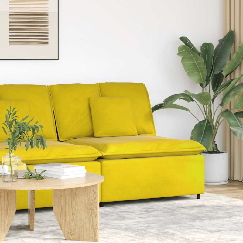 Modulares Sofa Mittelmodul mit Kissen Gelb 100 cm
