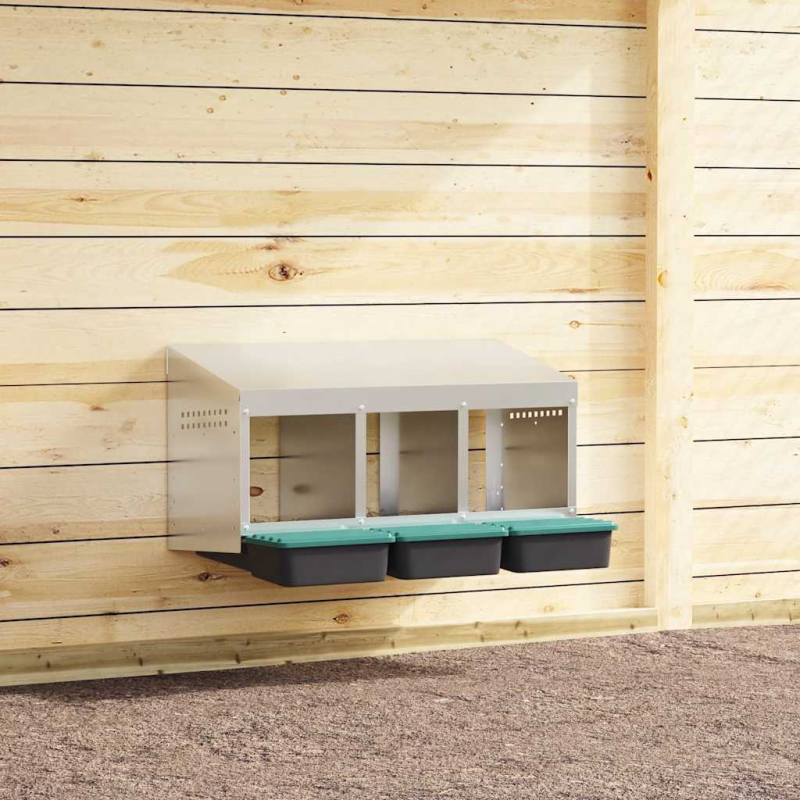 Hühner-Nistkasten 3 Fächer Wandmontage Verzinkter Stahl