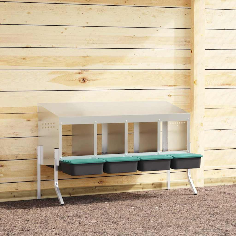 Hühner-Nistkasten 4 Fächer mit Beinen Verzinkter Stahl