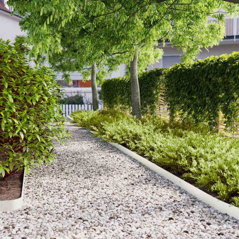 Rasenkanten 50 Stk. Weiß 10x103 cm Kaltgewalzter Stahl