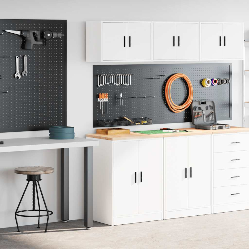 Garagenschränke 2 Stk. Weiß Holzwerkstoff