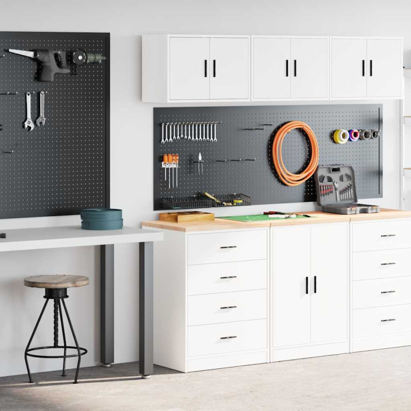 Garagenschränke 2 Stk. Weiß Holzwerkstoff