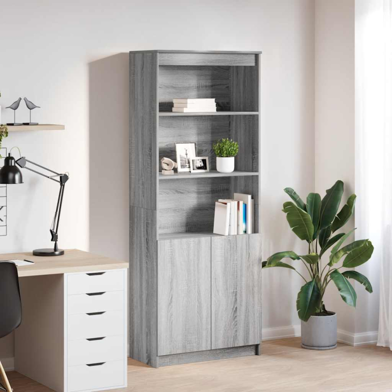 Highboard Grau Sonoma 70x35x180 cm Holzwerkstoff