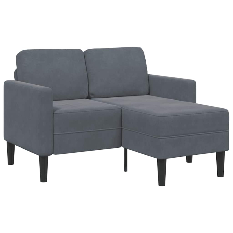 2-Sitzer-Sofa mit Chaiselongue L-Form Dunkelgrau 125 cm Samt