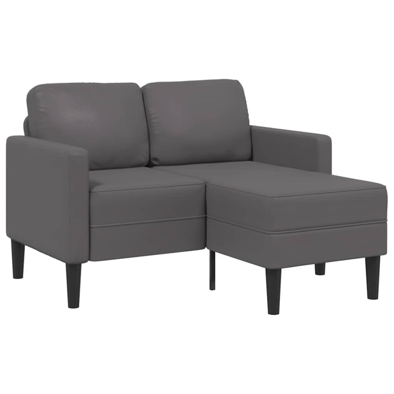 2-Sitzer-Sofa mit Chaiselongue L-Form Grau 125 cm Kunstleder